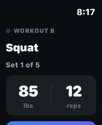 Wave on Apple Watch — workout set tracking